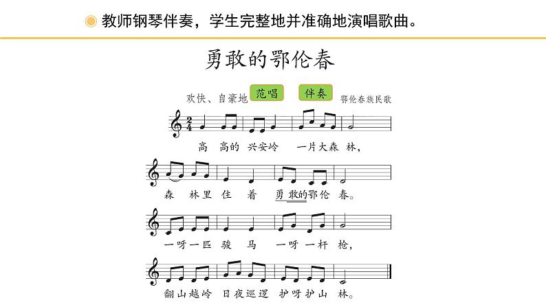 人教版小学音乐一年级下册 第五单元《勇敢的鄂伦春》课件(五线谱)第6页