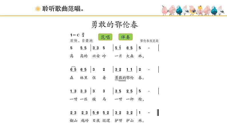 人教版小学音乐一年级下册 第五单元《勇敢的鄂伦春》课件(简谱)第2页