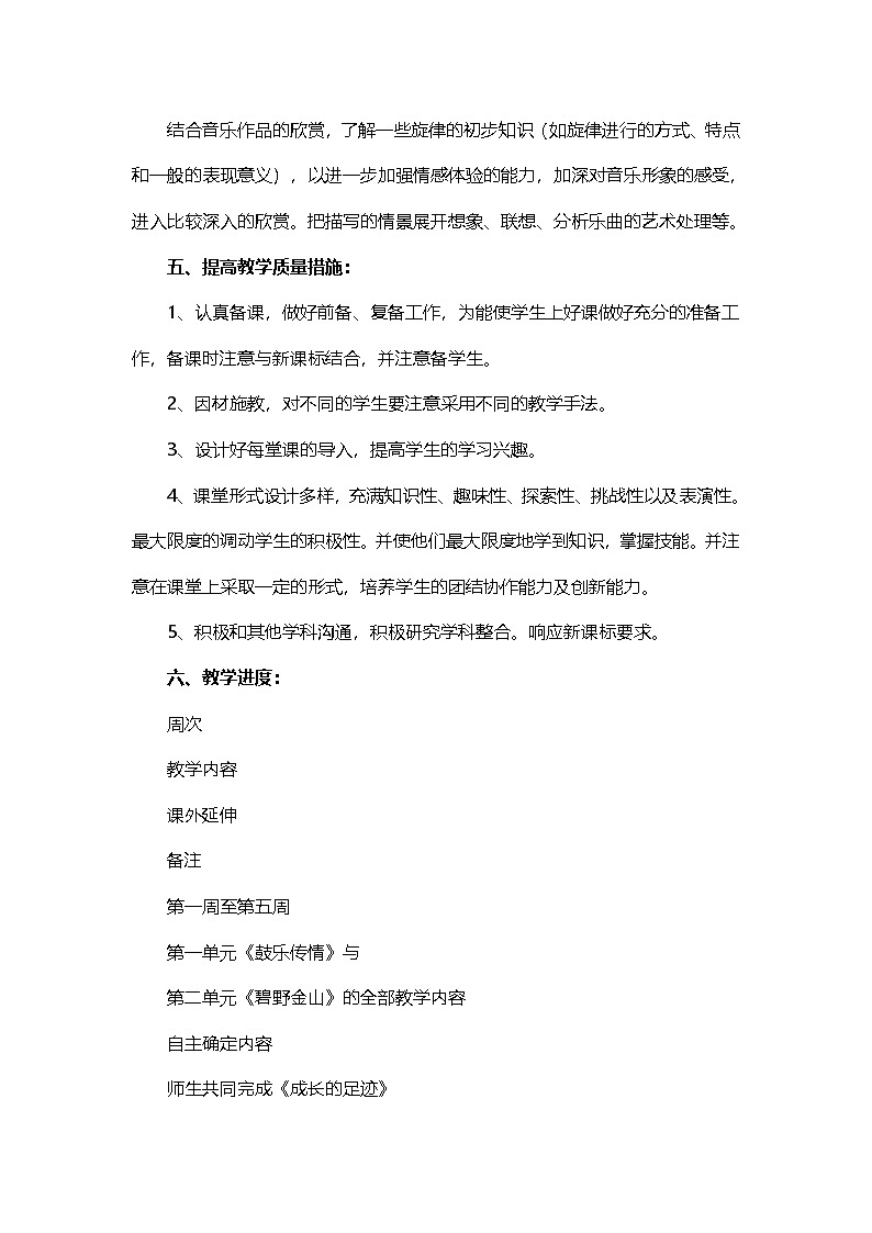 苏少音乐六年级下教学计划、教案及教学总结第2页