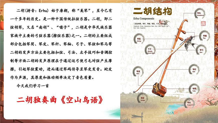 【新版课标】花城版音乐三年级下册-《二胡独奏曲《空山鸟语》》-课件第6页