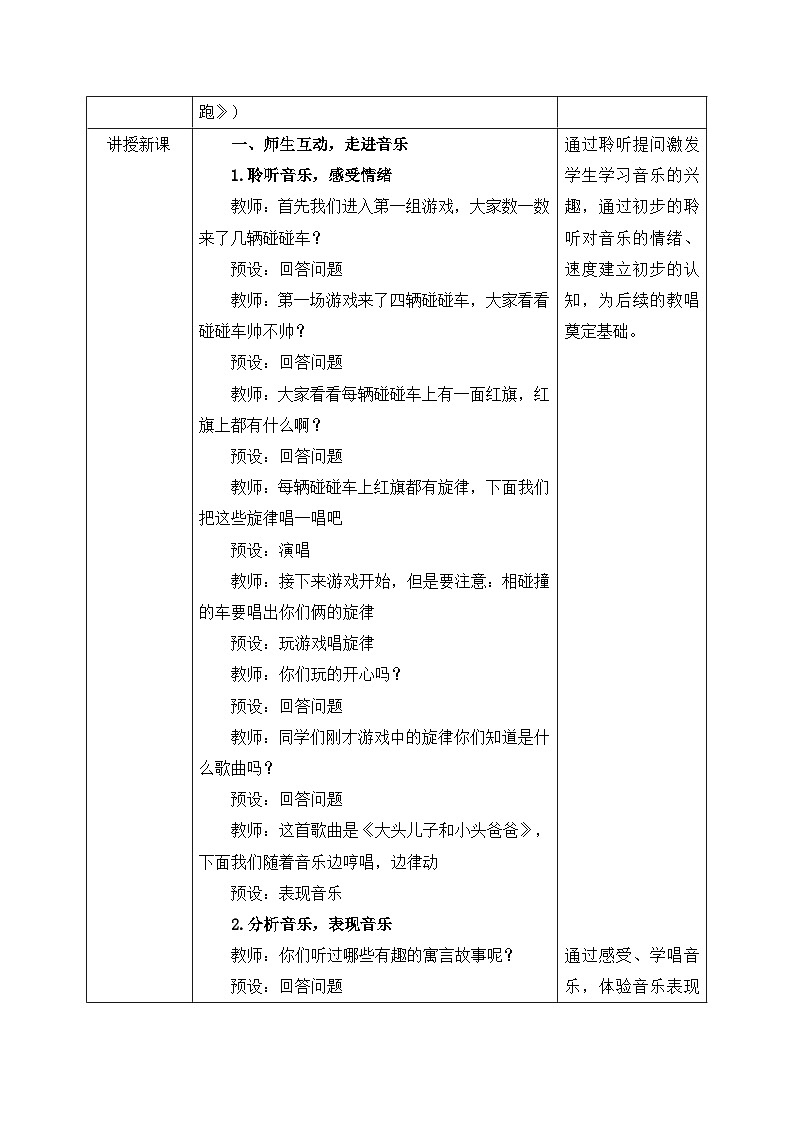新人教版小学音乐一下 第二单元《碰碰车＋龟兔赛跑》教案第2页