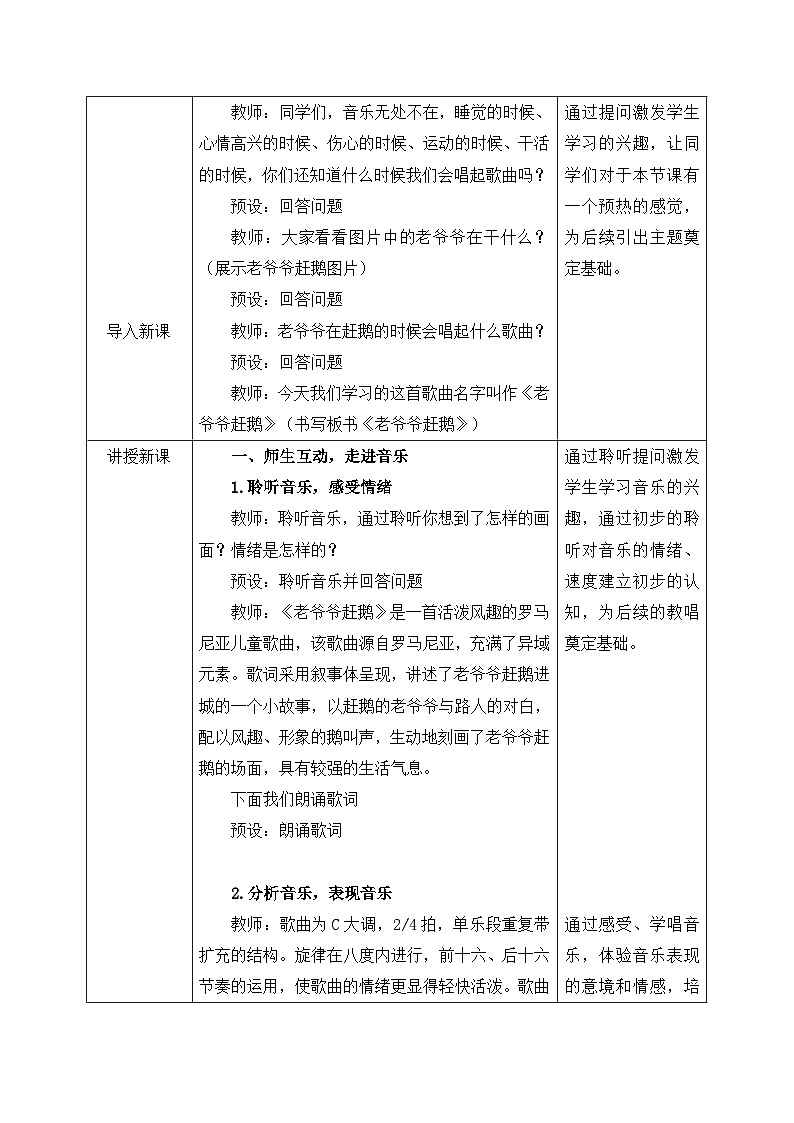 新人教版小学音乐一下第六单元《老爷爷赶鹅》教案第2页