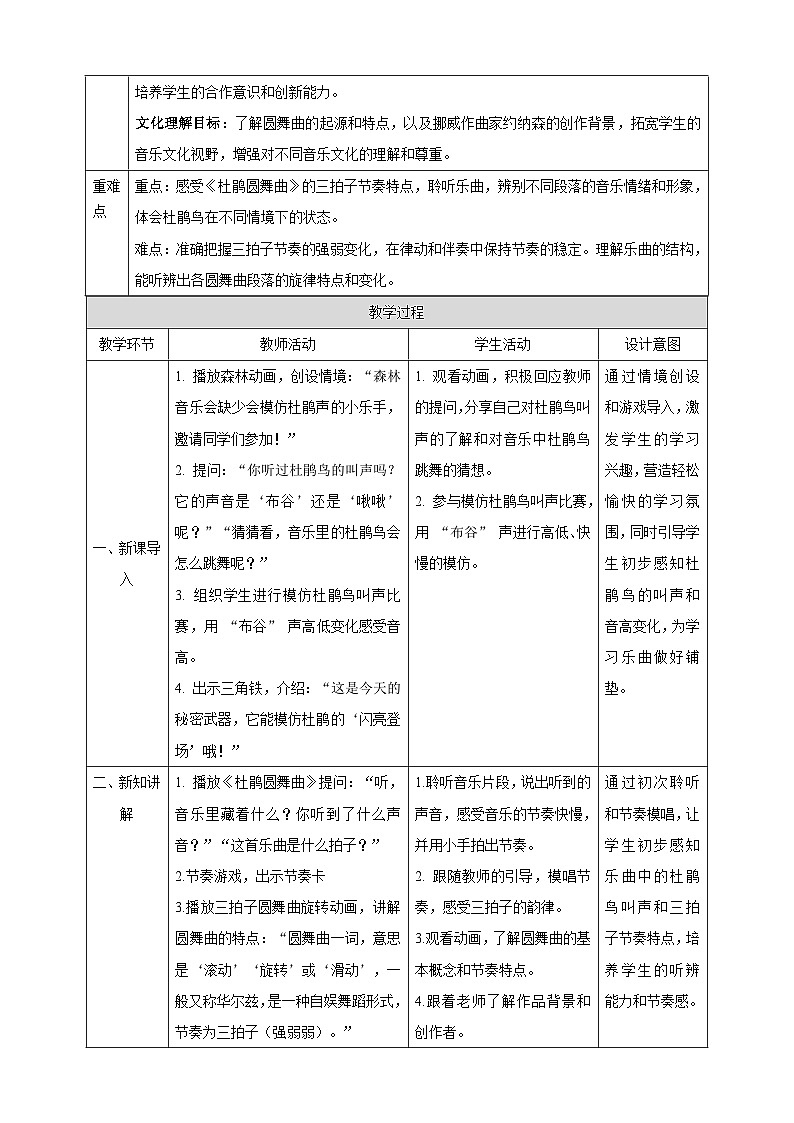 【新课标】西南大学版一年级下册第五单元第五课时《杜鹃圆舞曲》教案第2页