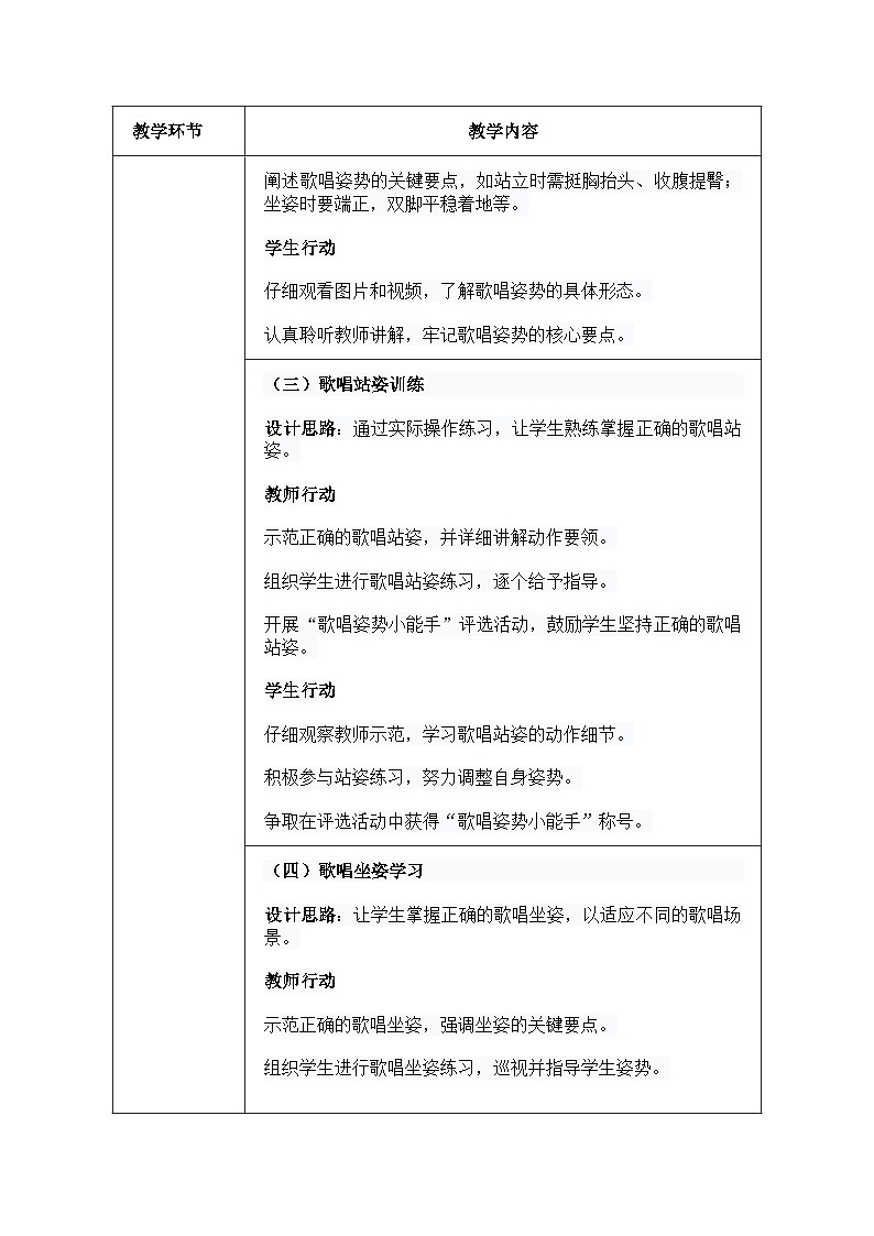 人音版一年级上册音乐第一单元《歌唱姿势》教案第3页
