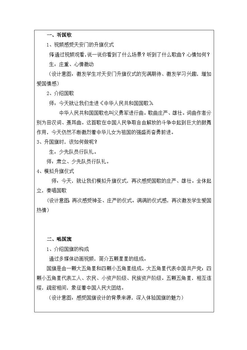 人音版（吴斌主编）音乐一年级上册第3课 祖国您好-表格式教案第2页