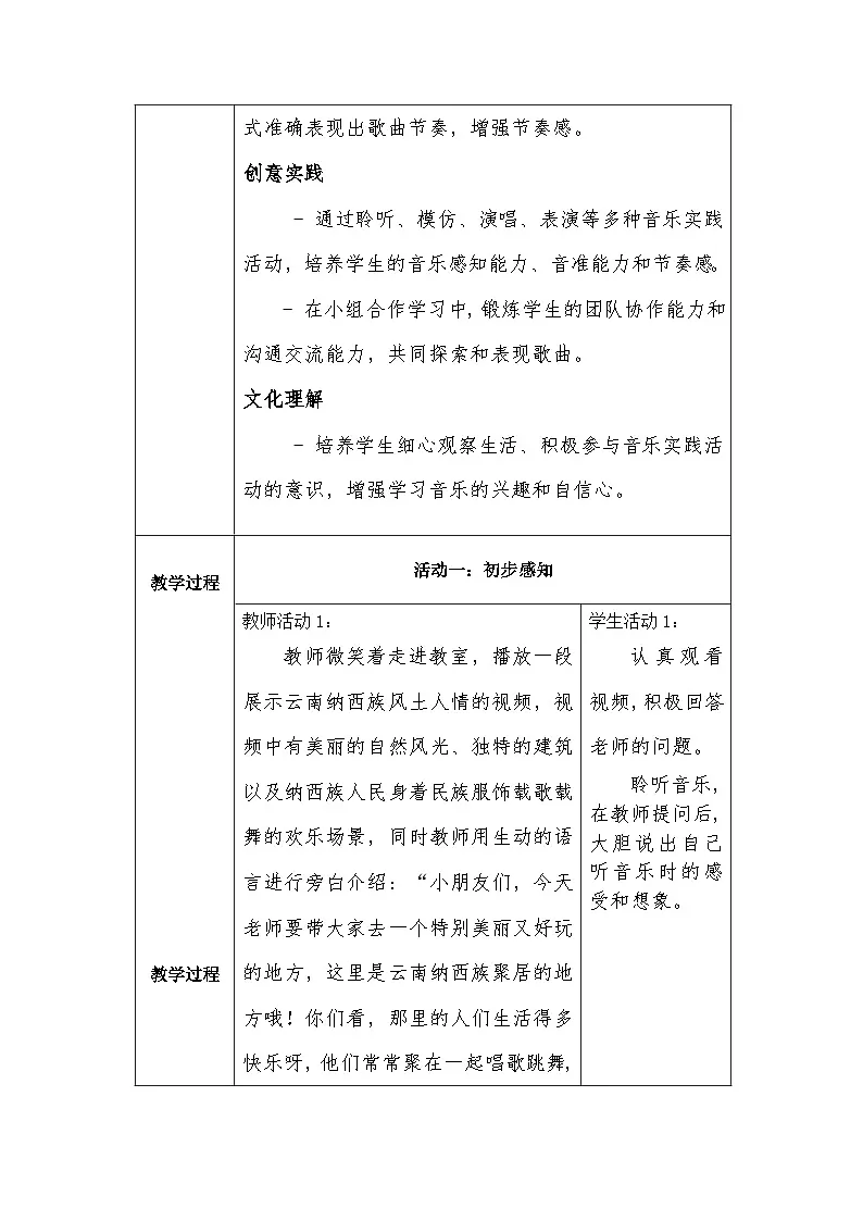 冀少版小学音乐一年级下册第一单元 《阿里里》教学设计第2页
