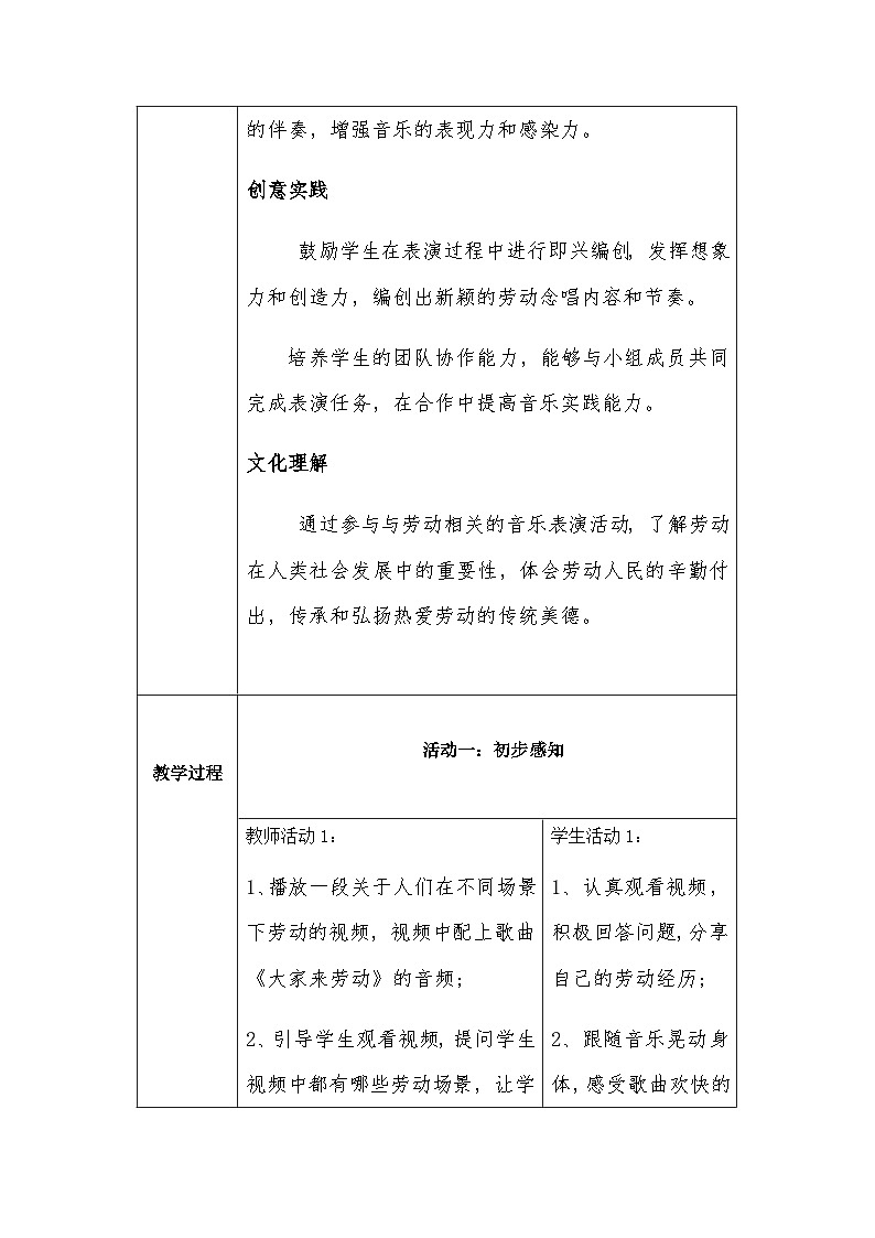 冀少版小学音乐一年级下册第五单元《愉快的劳动》教学设计第2页