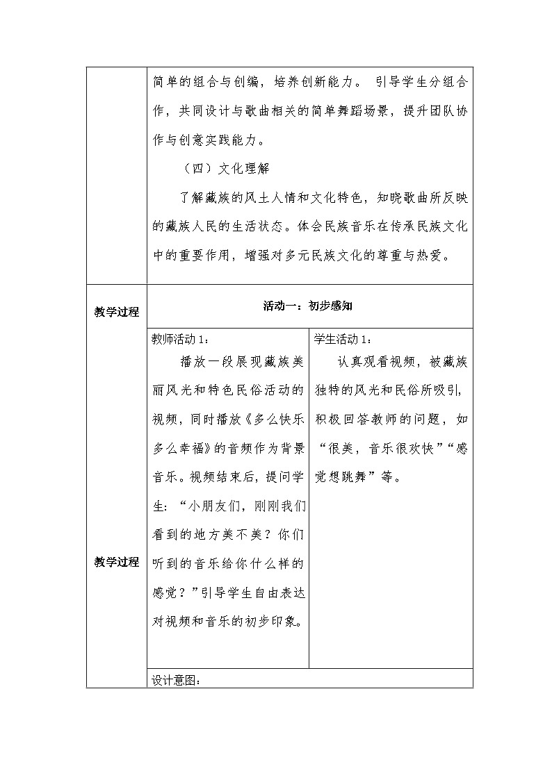 冀少版小学音乐一年级下册第八单元 《多么快乐，多么幸福》教学设计第2页
