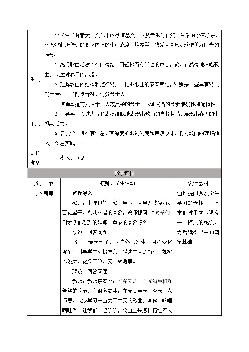 人教版2024小学音乐二上第七单元《音乐万花筒 音乐中的四季》教案第2页