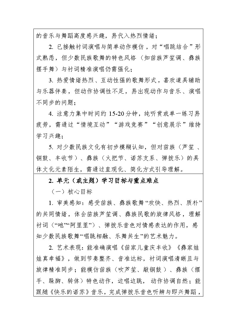 大单元教学设计-新教材-湘艺版-二年级下册-第七单元第2页