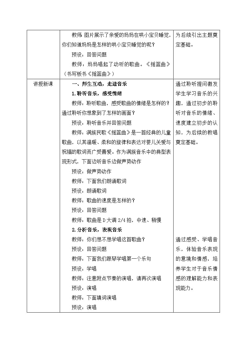 人教版2024小学音乐一下第一单元《摇篮曲》教案第2页