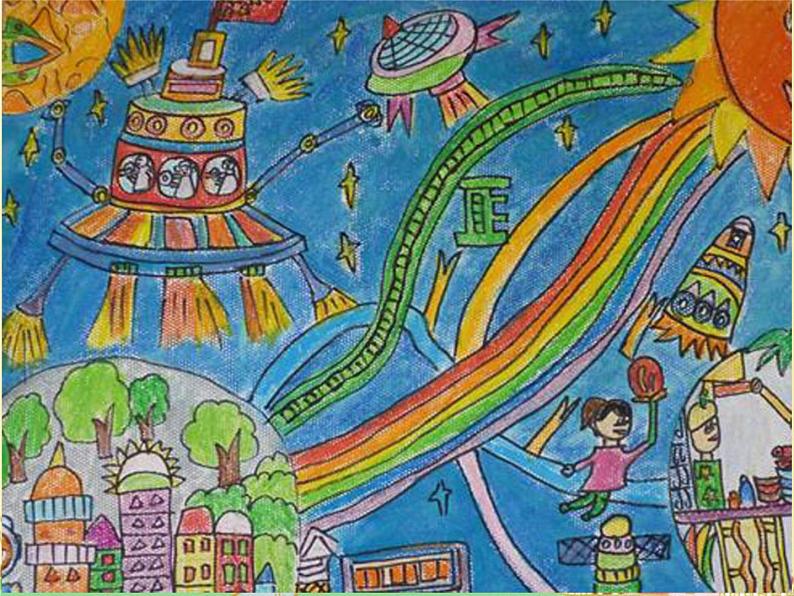 儿童画太空城欣赏第2页