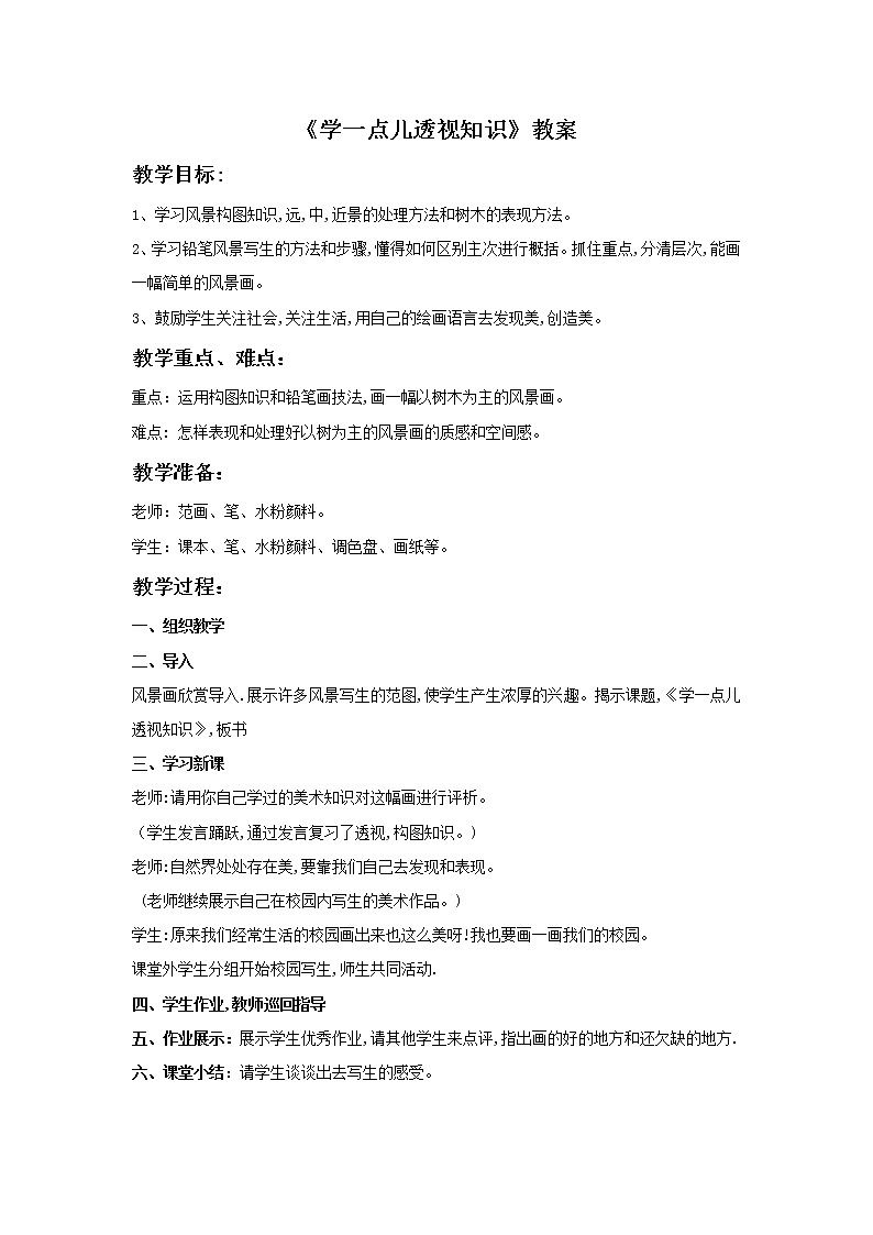 《学一点儿透视知识》教案第1页