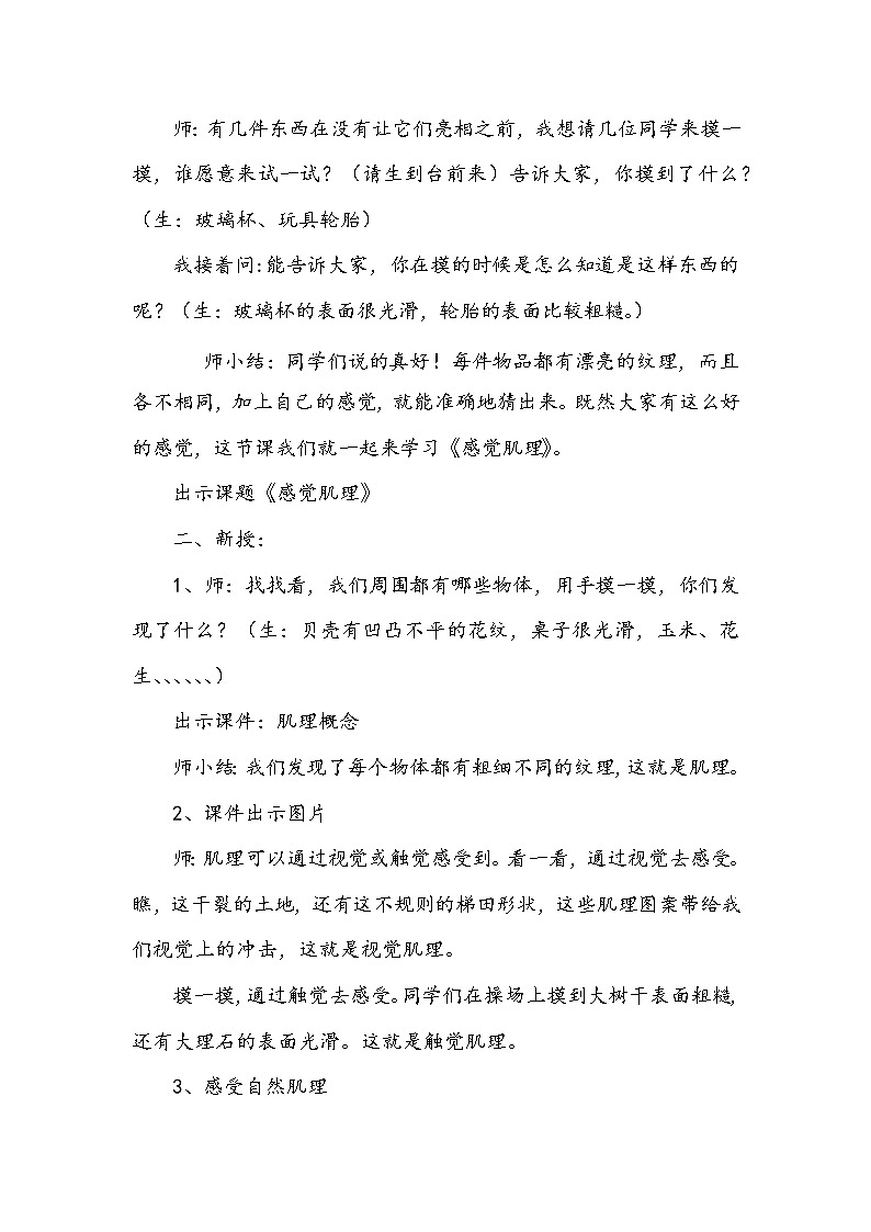 四年级上册美术 第五课 感觉肌理 教学设计02