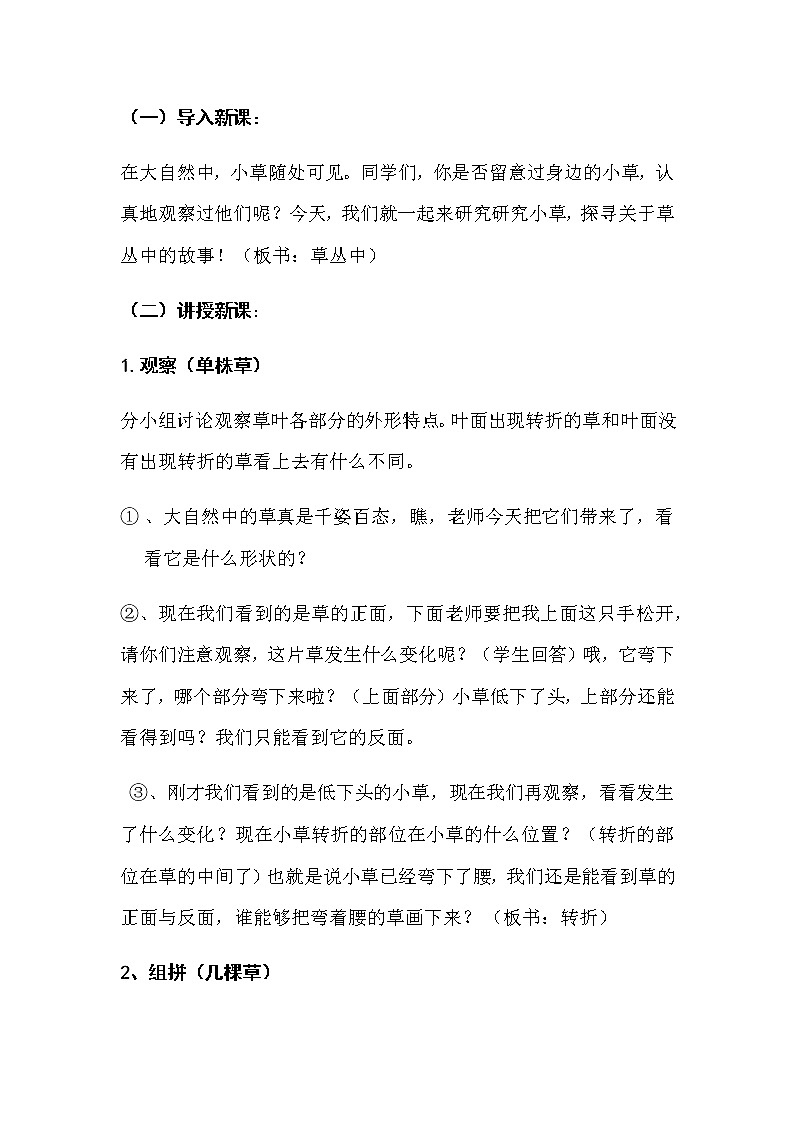 四年级美术上册教案-5. 草丛中1-湘美版02