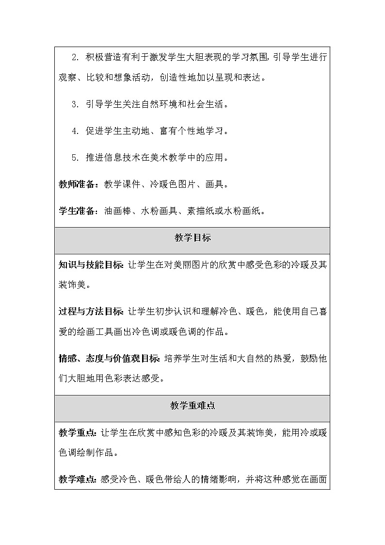 美术四年级上册教案-第1课　冷色和暖色5-苏少版02