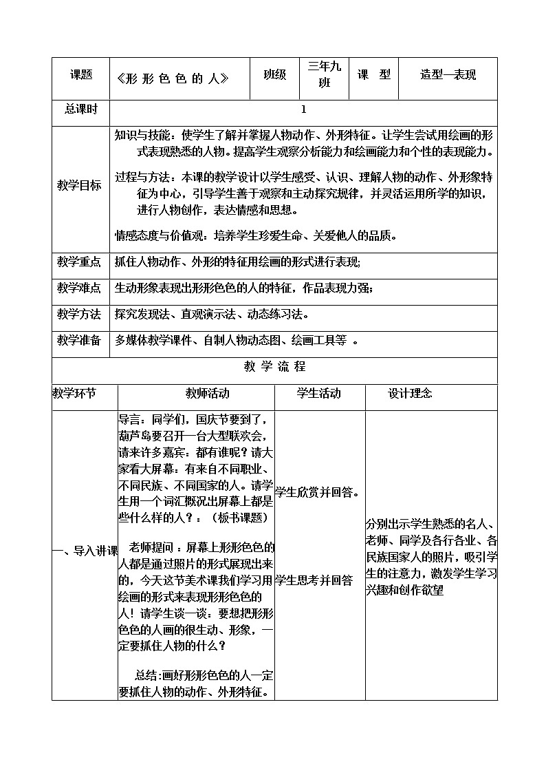 美术三年级上册教案-第6课　形形色色的人2-苏少版第1页