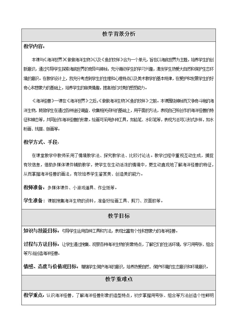 美术四年级上册教案-第7课　海洋怪兽5-苏少版第2页