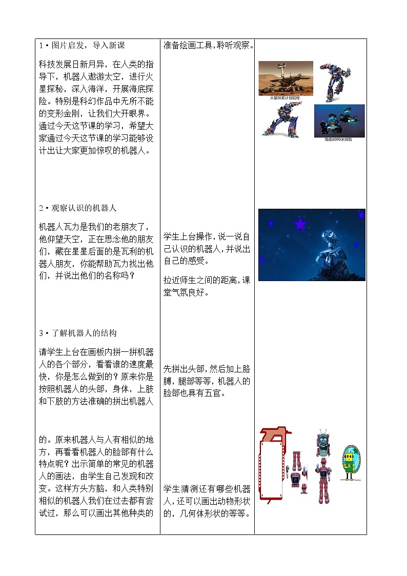 三年级美术上册教案-第2课 机器人-人美版02