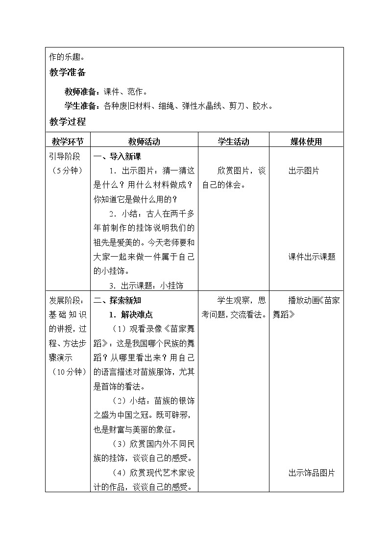 第7课　小挂饰 (2)（教案） 美术一年级上册-人教版第2页
