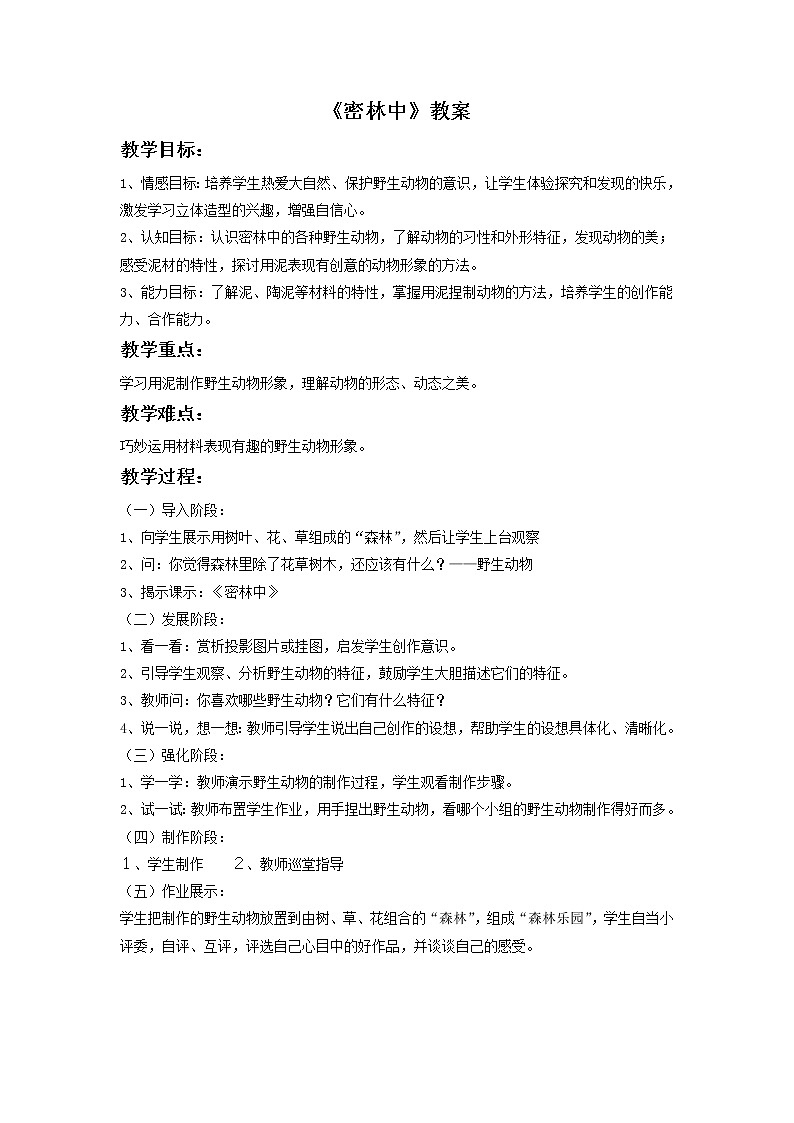 《密林中》教案第1页