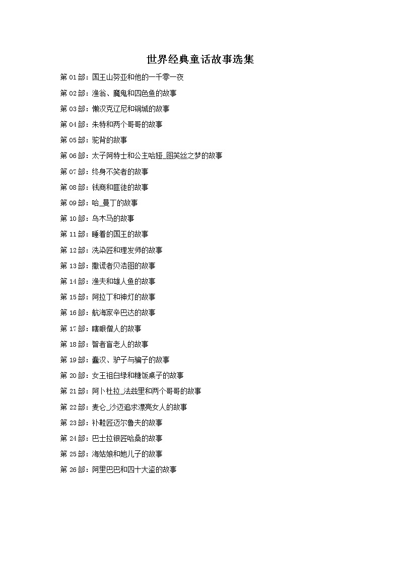 世界经典童话故事选集第1页