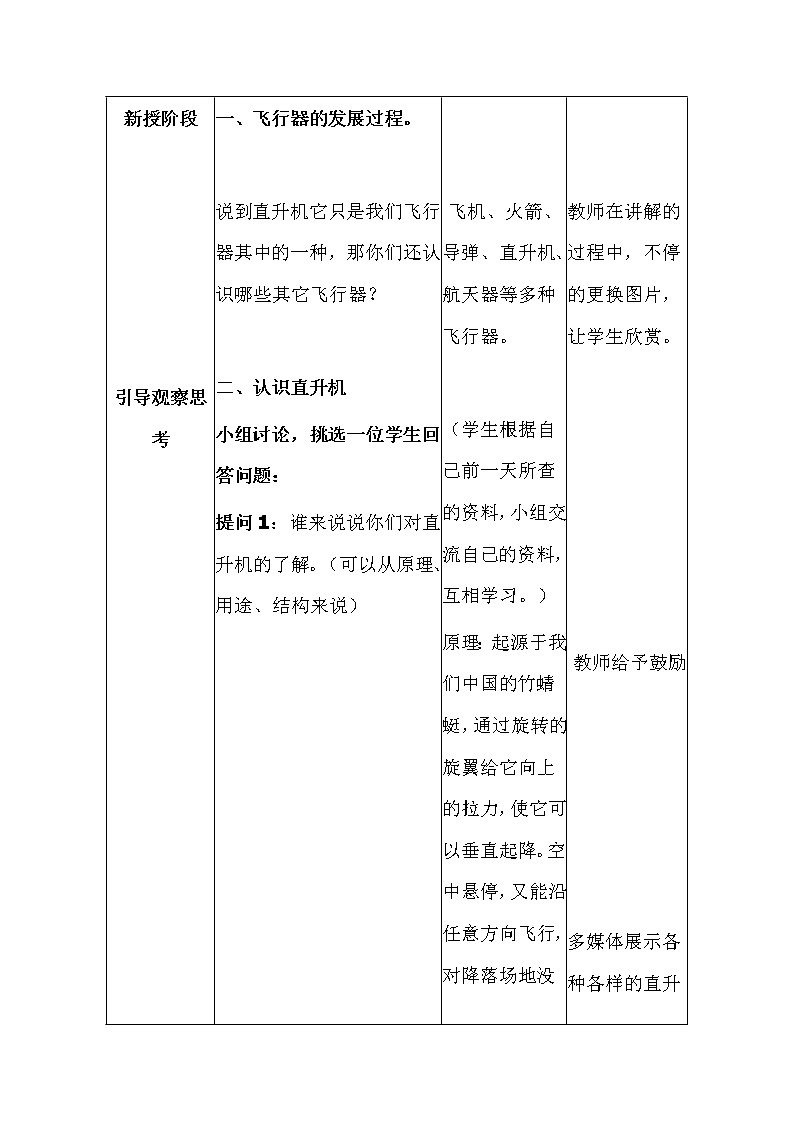 湘美版五年级美术上册《8. 飞行梦工厂》教学设计（表格式）第2页