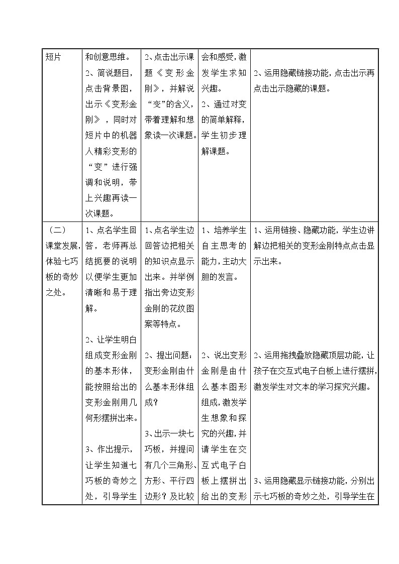 岭南版美术二年级上册 14.变形金刚 教学设计 (表格式) (2)03