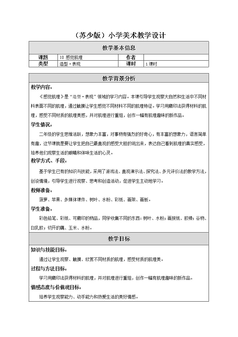 苏少版美术二年级上册 10 感觉肌理课件教案01