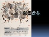 彩墨瓶花PPT课件免费下载