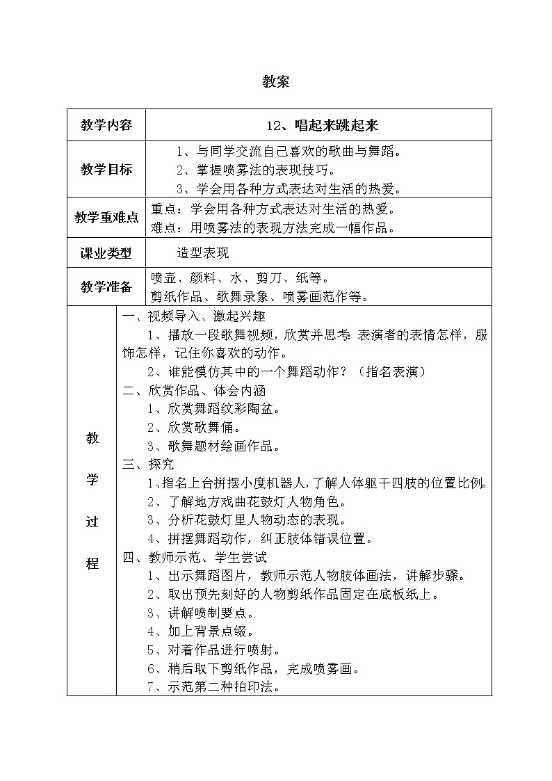 美术五年级上册人美版 第12课 唱起来跳起来(5)（教案）01