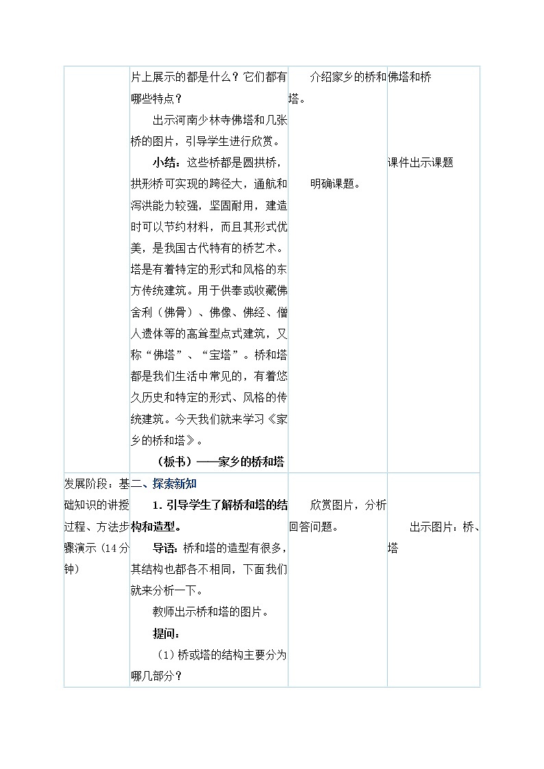 人教版三年级下册美术教案第16课《家乡的桥和塔》02