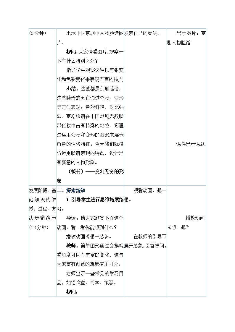 人教版三年级下册美术教案第7课《变幻无穷的形象》02