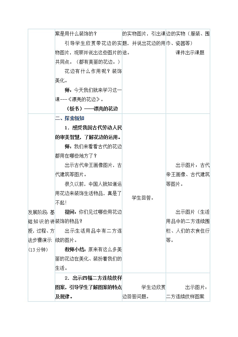 人教版二年级下册美术教案第9课《漂亮的花边》第2页
