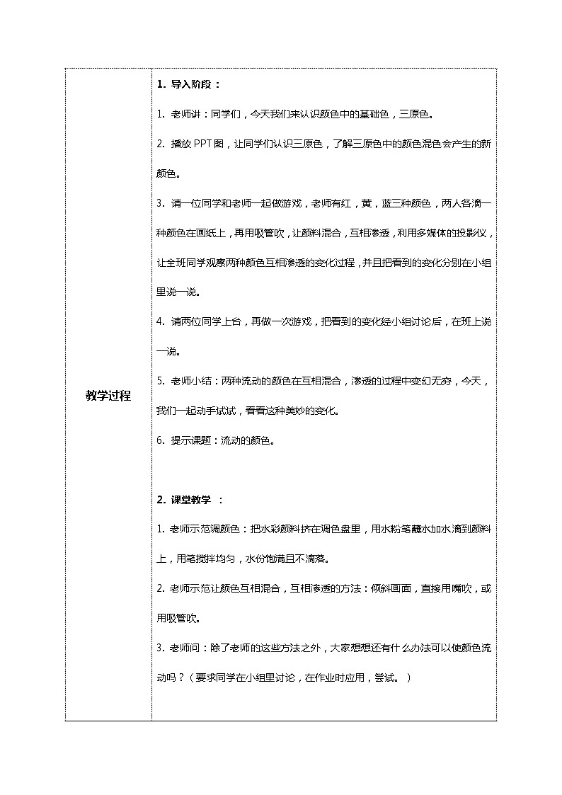 美术人教版二年级上册 第1课《流动的颜色》课件+教学设计02