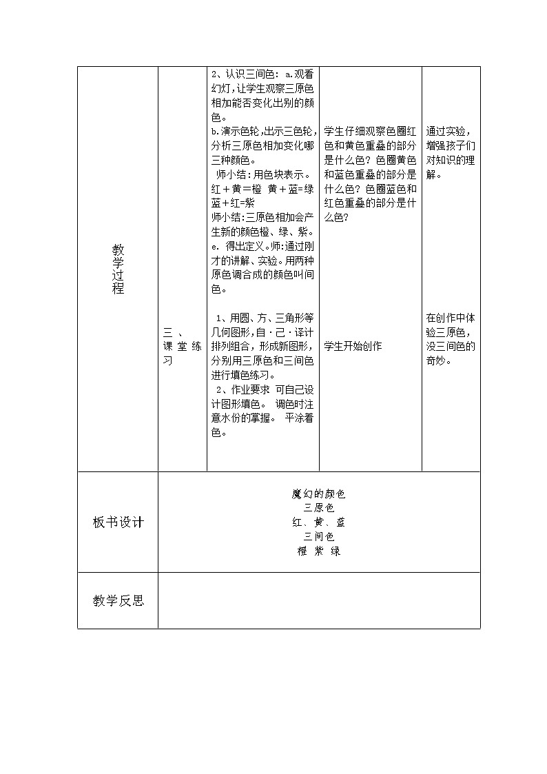 人教版 美术3年级上册 全册教案（表格式）第3页