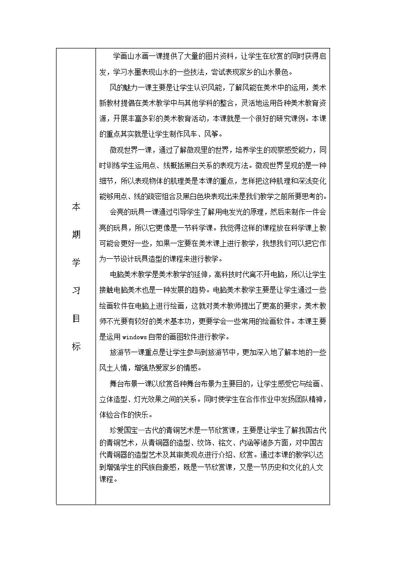 人教版 美术5年级下册 全册教学计划第2页