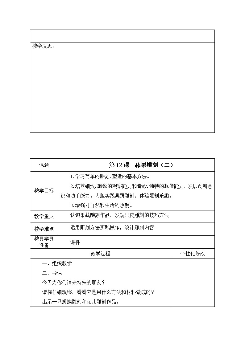 四年级下册美术教案第12课 蔬果雕刻｜广西版第2页