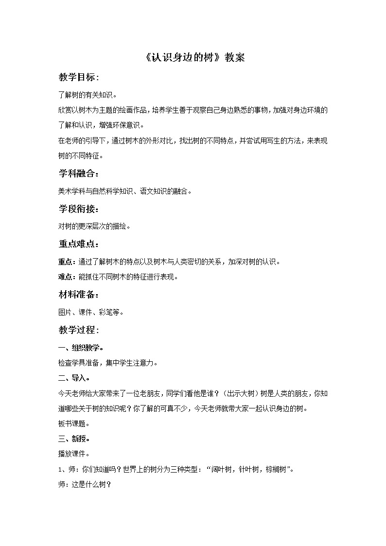 人美版二年级美术下册 3.认识身边的树  课件+ 教案+ 素材01