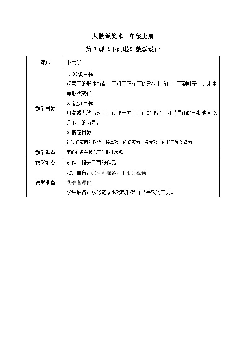 第四课《下雨啦》课件＋教案01