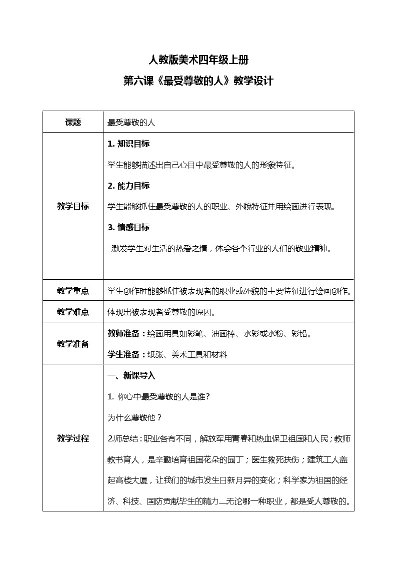 第6课《最受尊敬的人》课件PPT+教案01