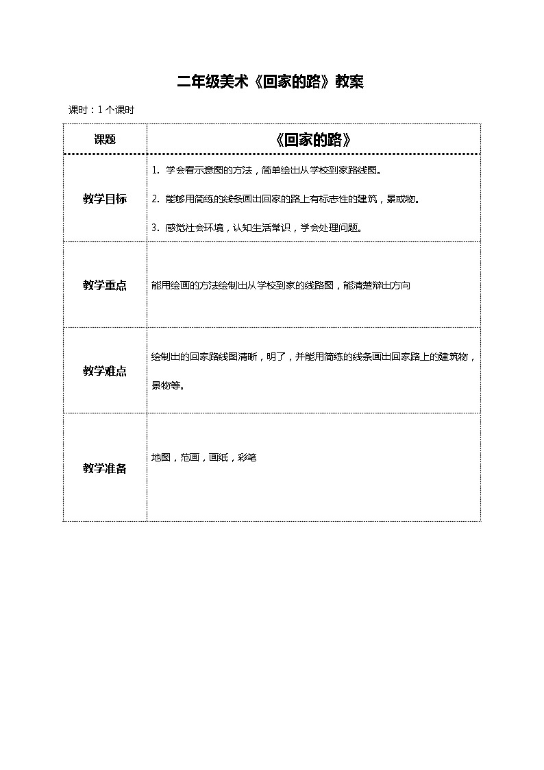 美术人教版二年级上册 第13课《回家的路》课件+教案01