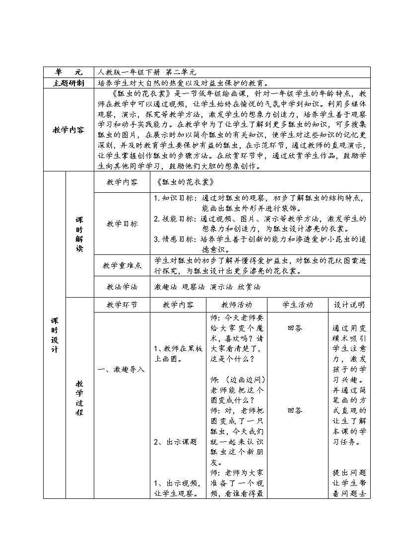 人教版小学一年级美术下册 第9课 生活中的趣事(3) 教案第1页