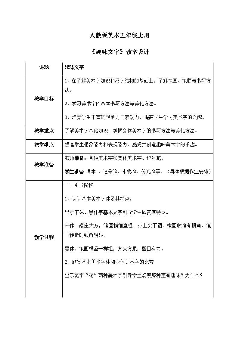 人教版美术5上4课《趣味文字》课件＋教案01