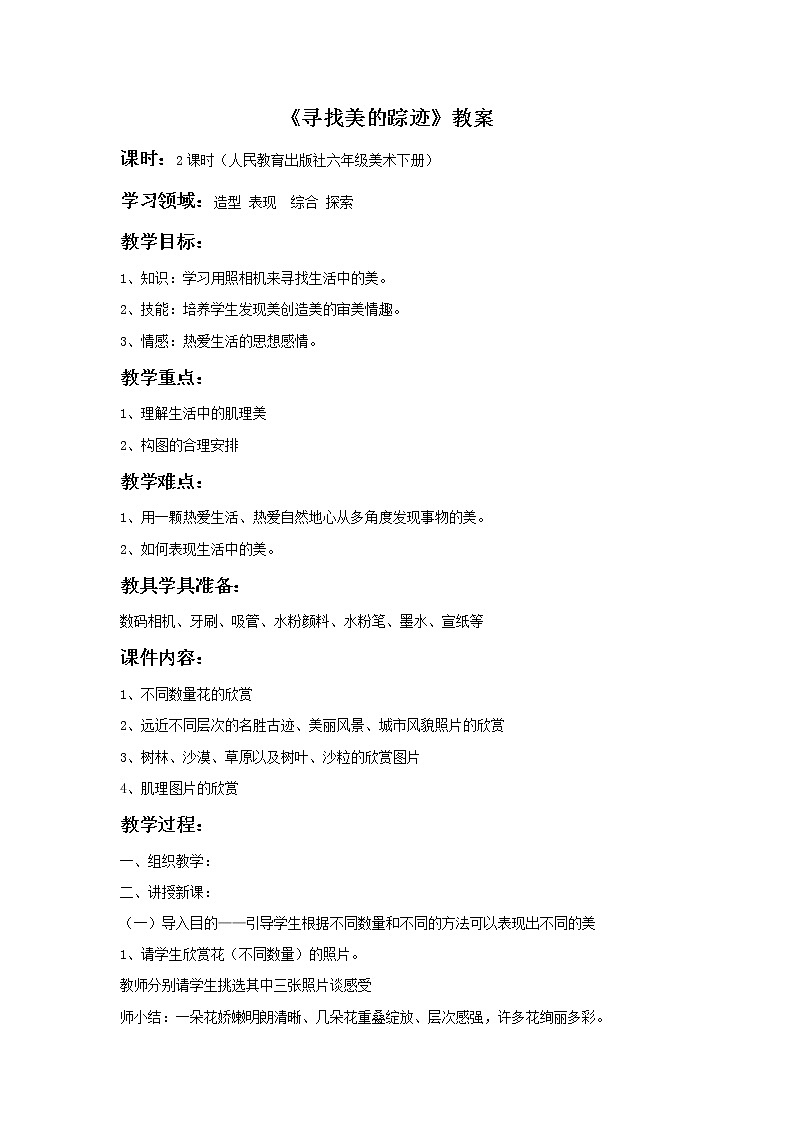 《寻找美的踪迹》教案02第1页
