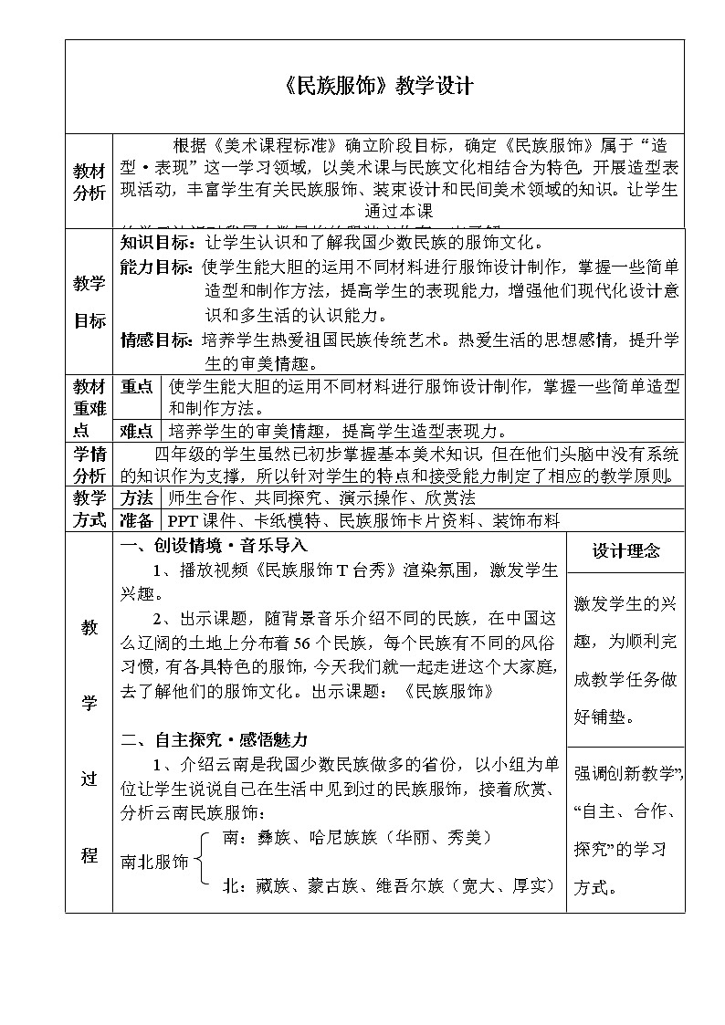 四年级上册美术教案-第19课 民族服饰 丨赣美版  (1)第1页
