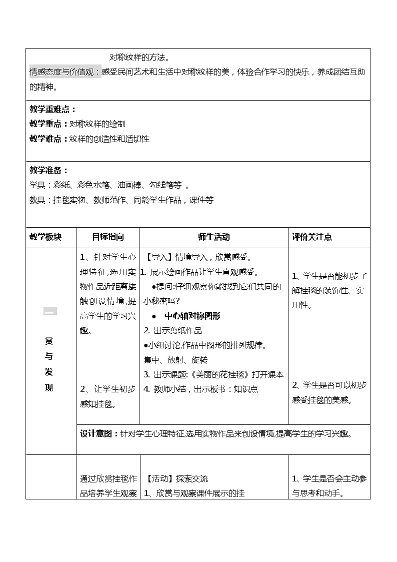 三年级上册美术教案第14课 美丽的花挂毯｜沪教版第2页