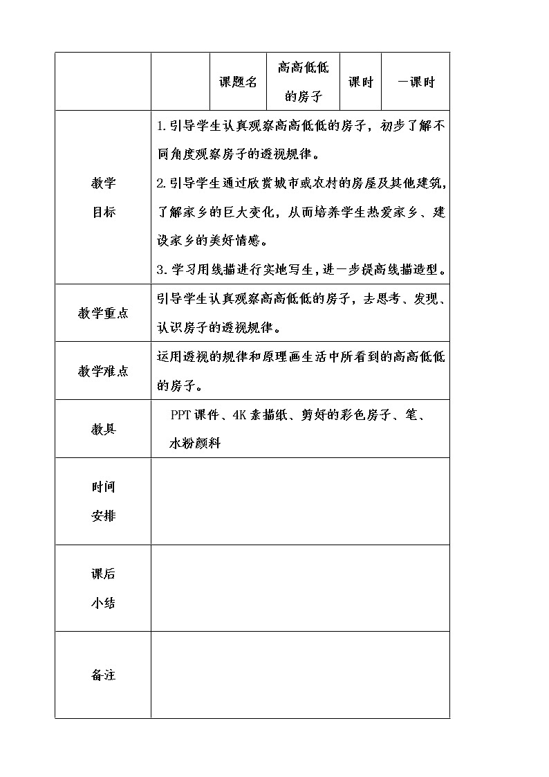 五年级上册美术教案-第3课  高高低低的房子丨赣美版  (2)01