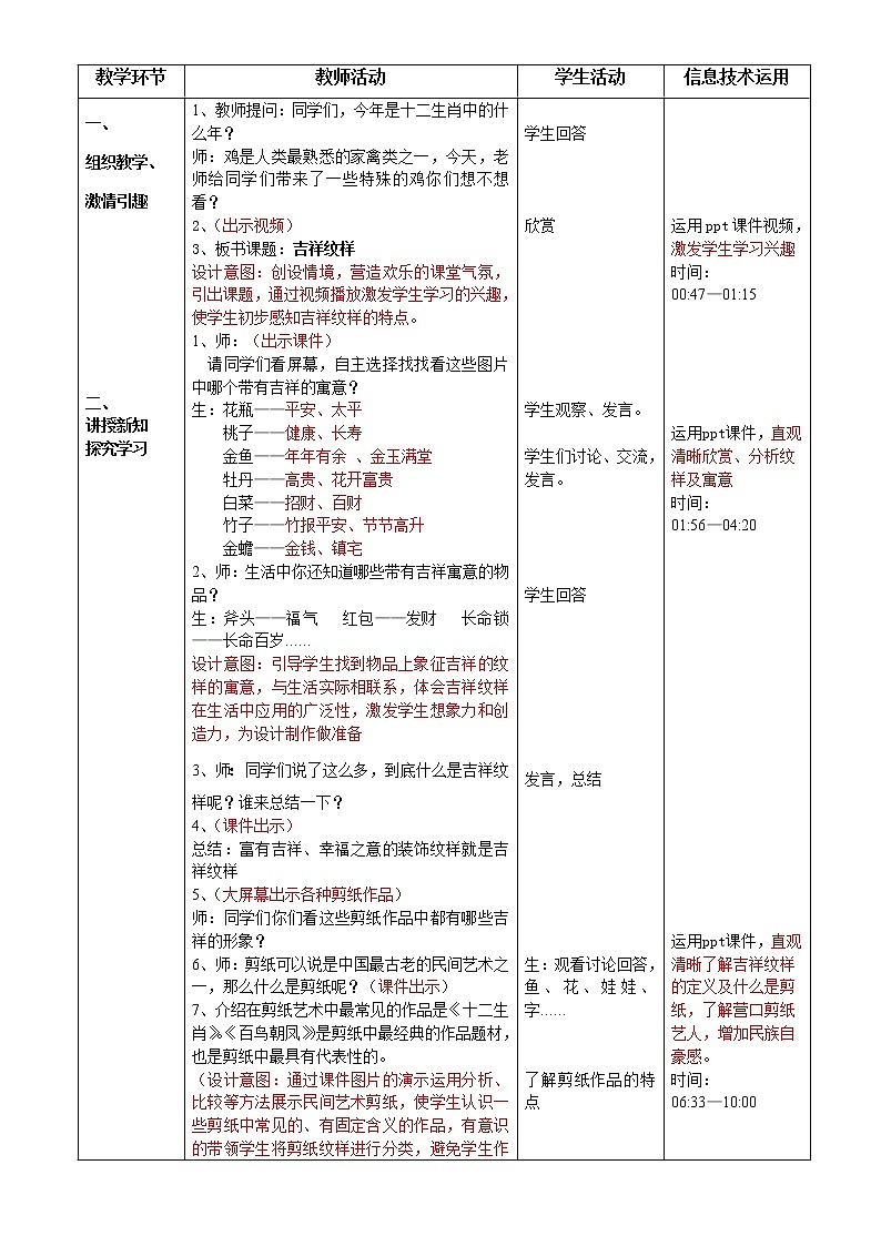 三年级下册美术教案-第12课 吉祥纹样｜辽海版02
