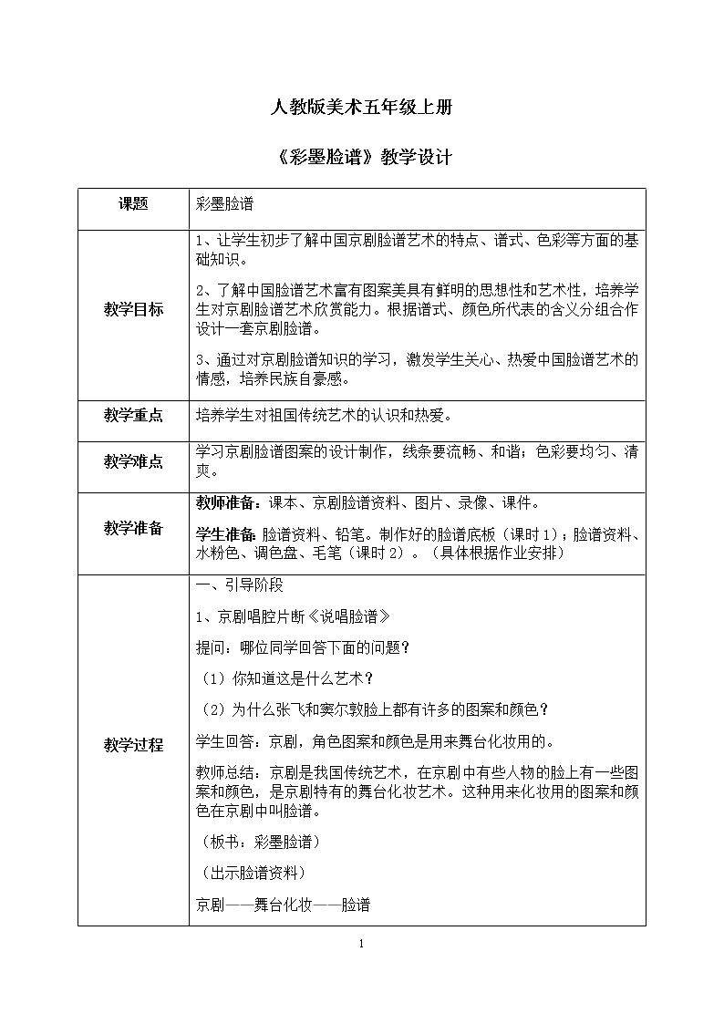 人教版美术5上10课《彩膜脸谱》课件＋教案01